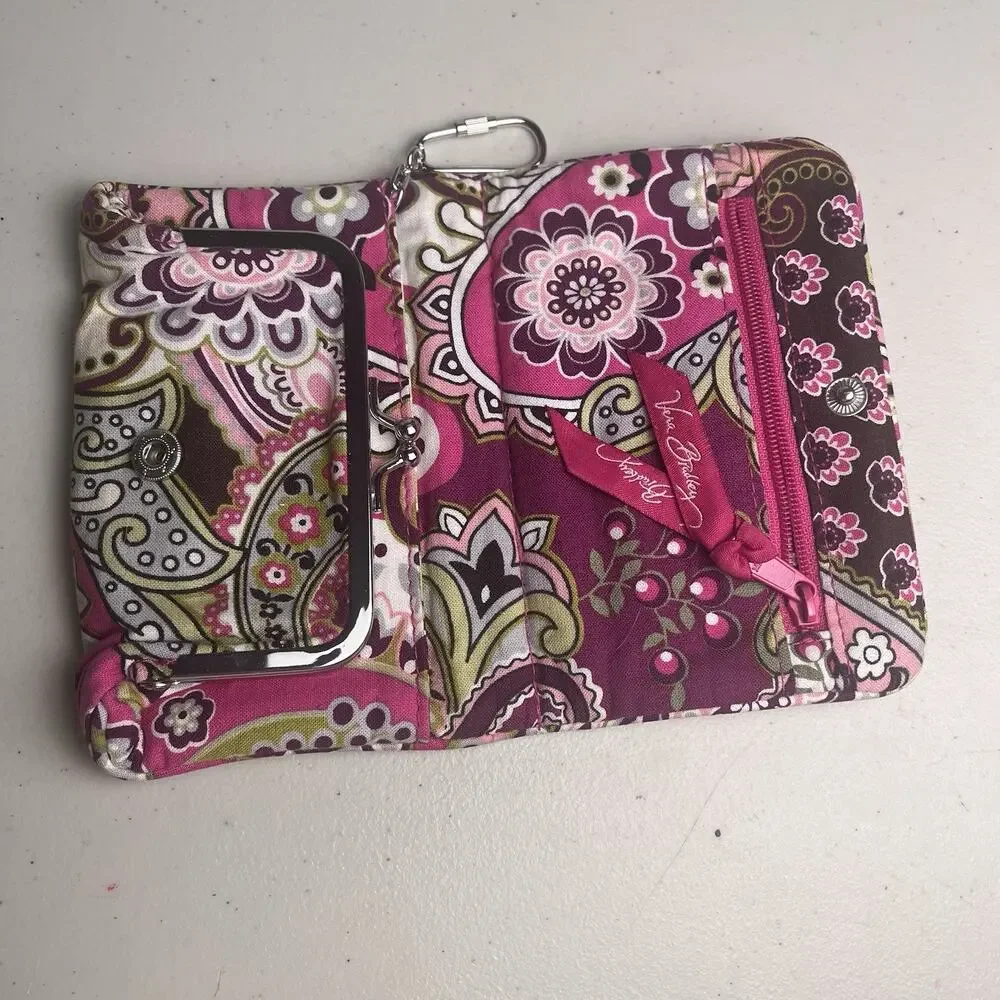 Vera Bradley Purse & Wallet Lot Jazzy Bloom Very Berry Mod Floral 100% Cotton - Picture 15 of 16